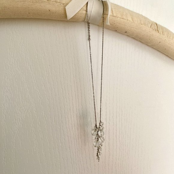 Vintage Silver Tone Necklace with Clear Transparent Beads - Picture 2 of 9